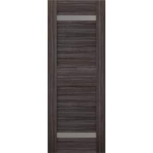 Imma 18 in. x 80 in. No Bore Solid Core 2-Lite Frosted Glass Gray Oak Finished Wood Composite Interior Door Slab
