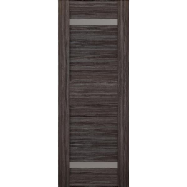 Belldinni Imma 32 in. x 80 in. No Bore Solid Core 2-Lite Frosted Glass Gray Oak Finished Wood Composite Interior Door Slab