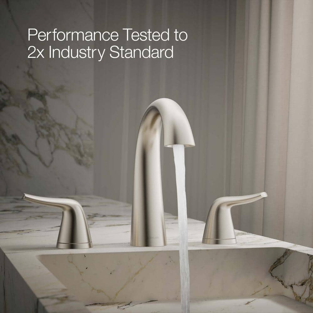 Easmor 8 in. Brushed Nickel Double Handle Bathroom Faucet