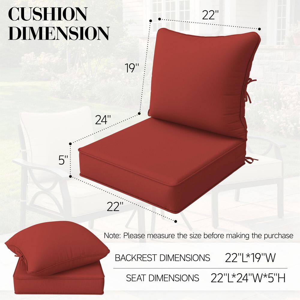 Diagram showing the dimensions of the patio cushion.