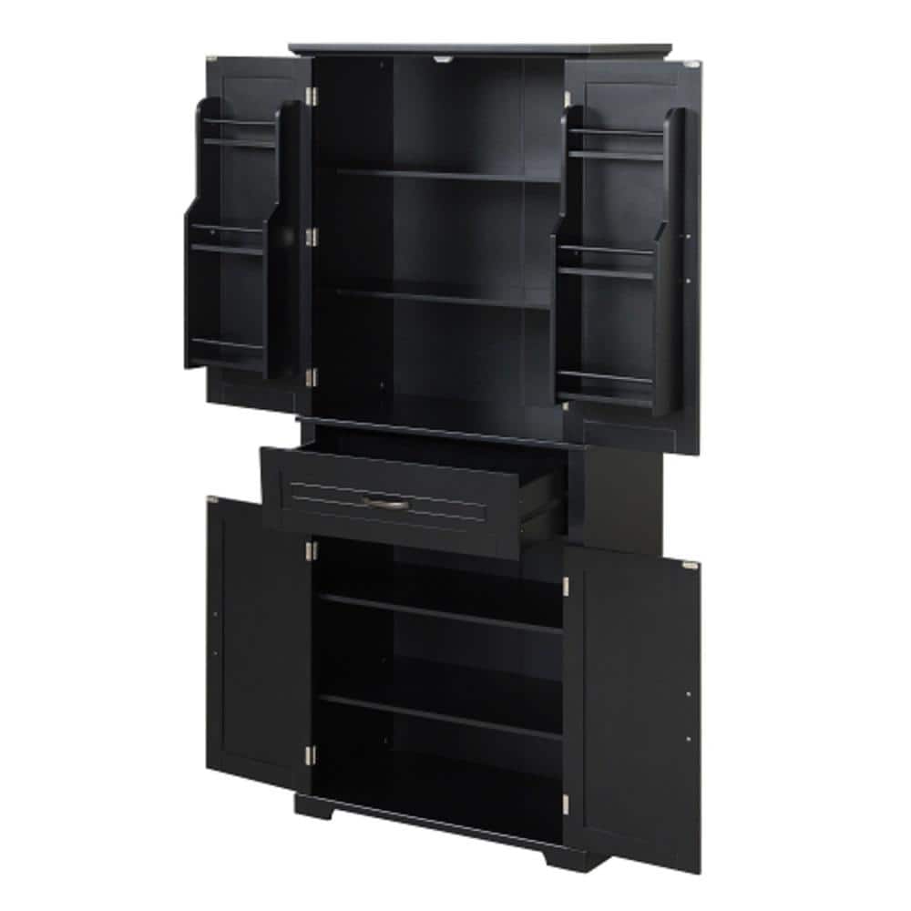 38.98 in. D x 18.50 in. W x 18.31 in. H Assembled Freestanding Bath Storage Cabinet with Doors and Drawer Black Finish price history on PriceWatchPro