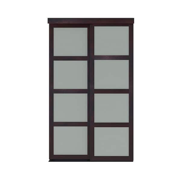 60 in. x 80.5 in. Grey Fusion Plus MDF Frosted Sliding Closet Door