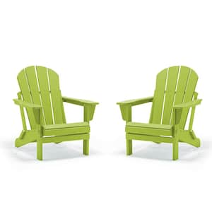 Classic Lemon Green Folding Plastic Adirondack Chair (2-Pack)