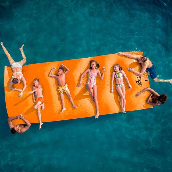 Costway 3-Layer Floating Water Pad 12' x 6' Floating Oasis Foam Mat Orange