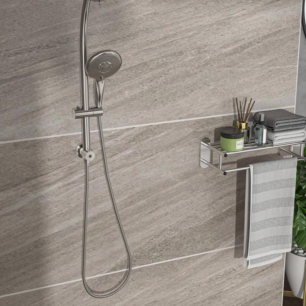Brushed Nickel Dual Rain Shower Head with Handheld