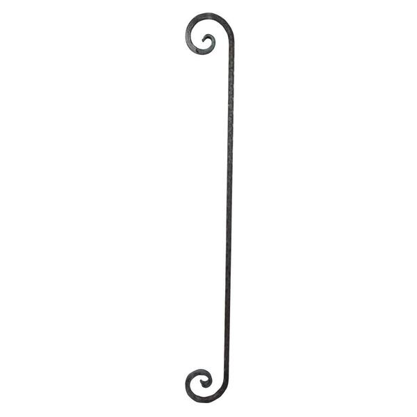 arteferro 35-7/16 in. x 1/2 in. Square Hammered Bar End Scrolls Forged Raw Picket