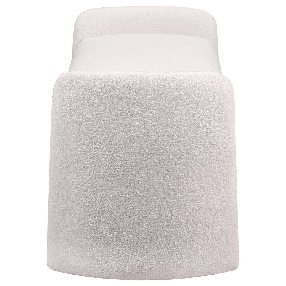 Ivory Boucle Upholstered Modern Accent Bench with Rounded Arms