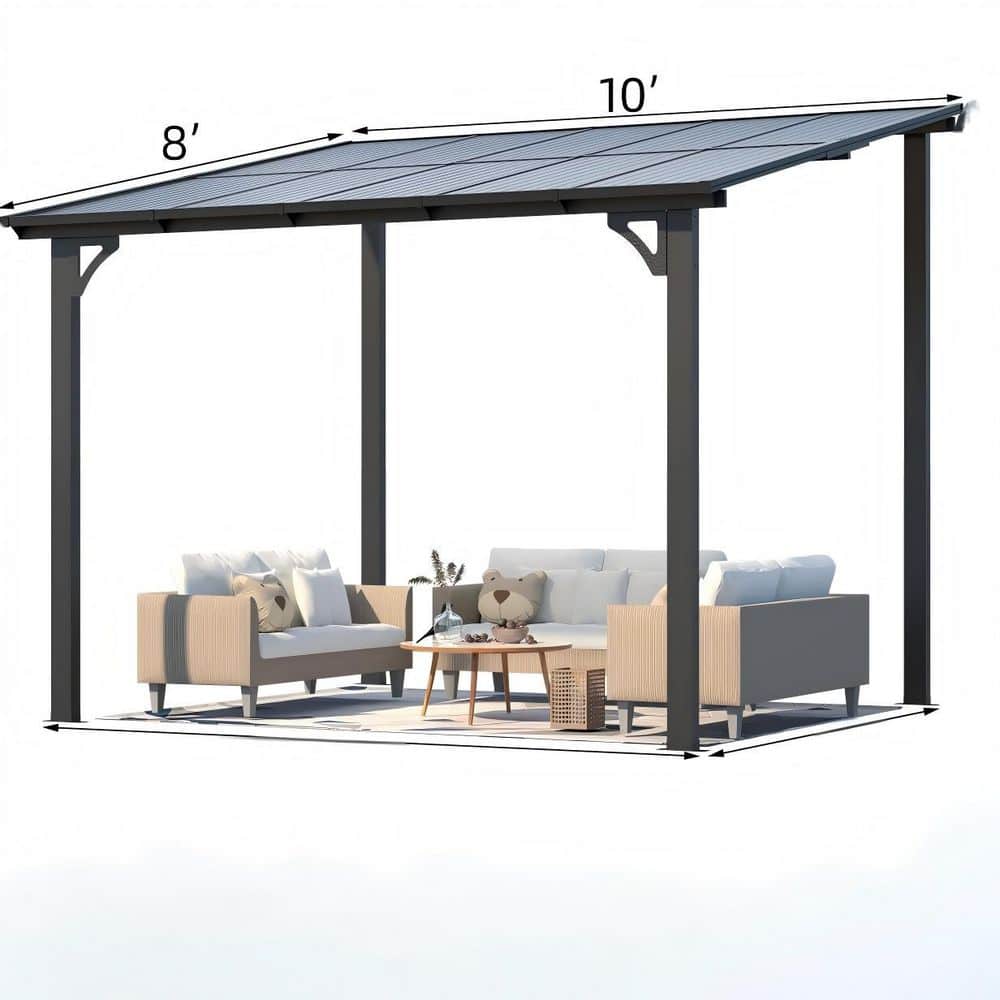 10 ft. x 8 ft. Gray Aluminum Sloped Roof Patio Cover Outdoor Pergola with UV Protection and Rust-Resistant Patio Canopy price history on PriceWatchPro