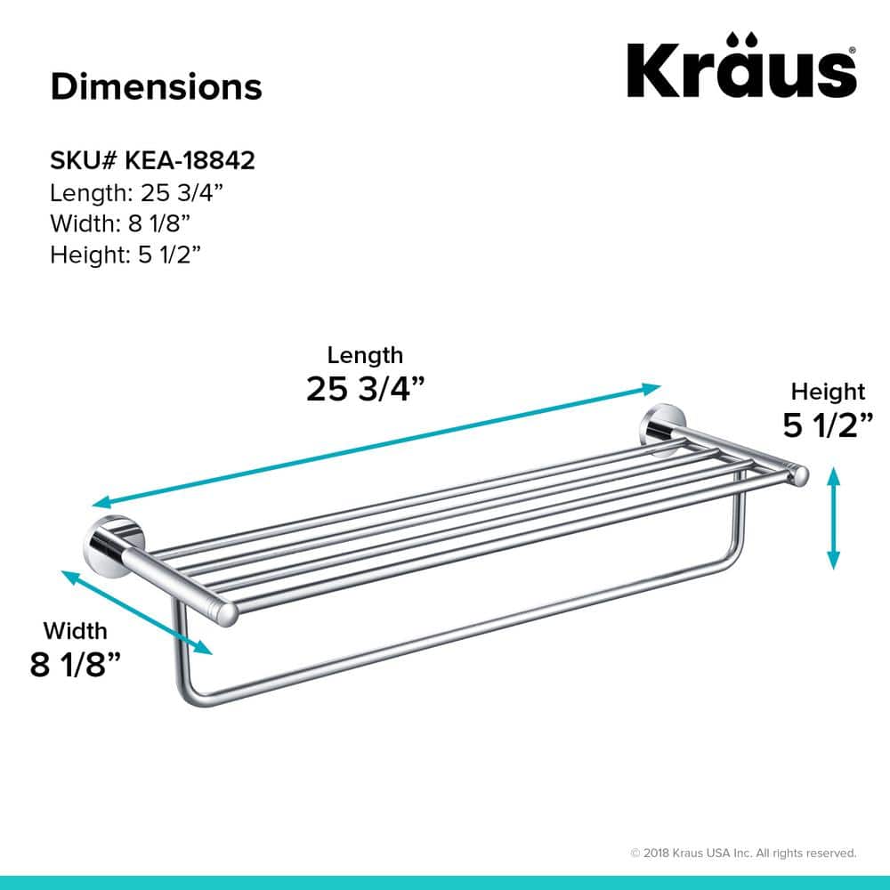 Elie Chrome Wall-Mounted Accent Shelf with Towel Bar