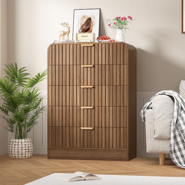 詰め放題　【120サイズ】　naonao room ꕤ. Have a question about VEIKOUS Brown 5-Drawer 31.5 in.W MDF