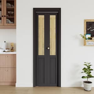 ARK DESIGN 24 in. x 80 in. Half Paneled Solid Core Black Finished
