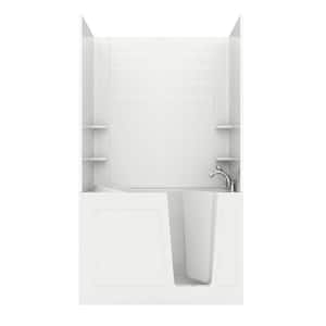 Rampart 4.5 ft. Walk-in Air Bathtub with 6 in. Tile Easy Up Adhesive Wall Surround in White