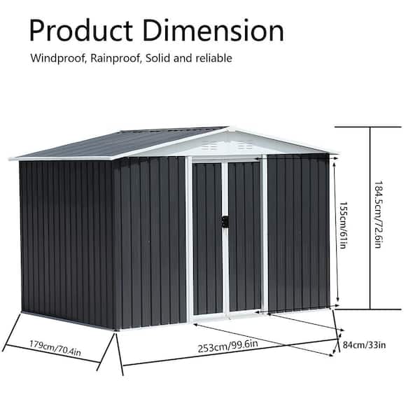 8 ft. W x 6 ft. D Metal Shed with Double Door (48 sq. ft. )