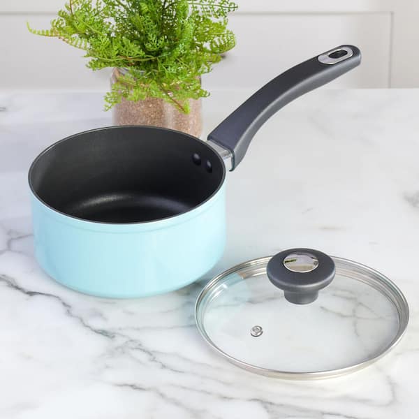 Martha Stewart 3.5-qt Nonstick Aluminum Saucepan in Gray w/ Glass Lid