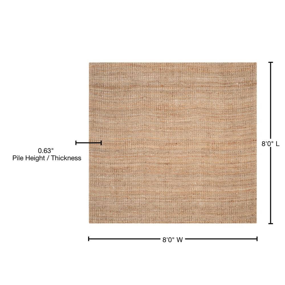 Natural Square Handwoven Wool and Cotton Area Rug