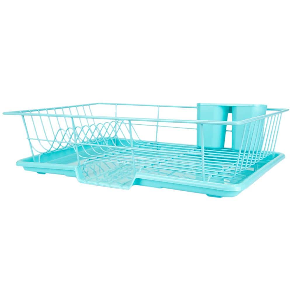 Home Basics 2 Tier Plastic Dish Drainer, Turquoise : Target