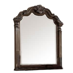 42 in. W x 37 in. H Wooden Frame Brown Wall Mirror