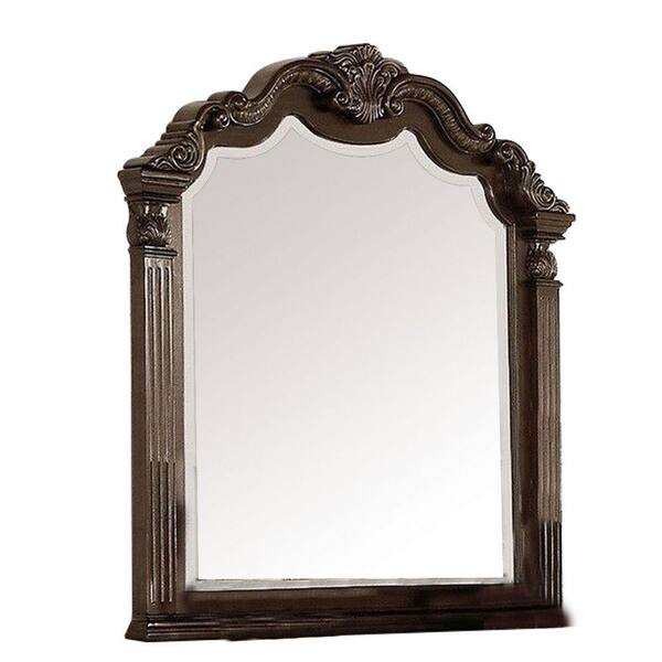 Benjara 42 In. W X 37 In. H Wooden Frame Brown Wall Mirror BM232909 ...