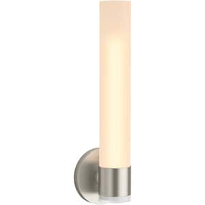 Purist 1 Light Tube Brushed Nickel Indoor Bathroom Wall Sconce, UL Listed