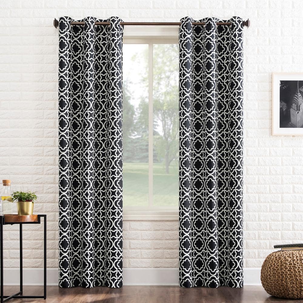 Barnett Trellis Black Polyester 40 in. W x 84 in. L Grommet Blackout Curtain (Single Panel) price history on PriceWatchPro