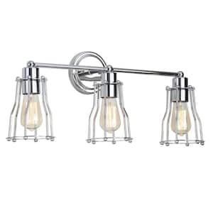 Evelyn 24 in. 3-Light Metal Chrome Vanity Light