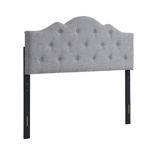 Charlie Gray 61.25 in. W Full/Queen Upholstered Headboard With Rounded Corners and Button Tufts Adjustable Height