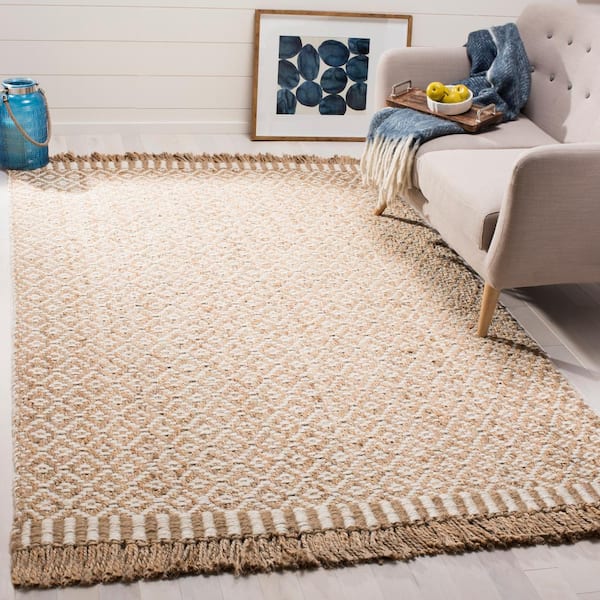 Natural Fiber Beige/Ivory 9 ft. x 9 ft. Square Geometric Area Rug