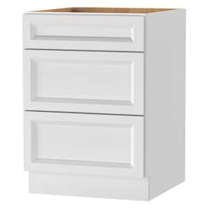 Keyport Shaker 24 in. W x 24 in. D x 34.5 in. H in Satin White Plywood Ready To Assemble Drawer Base Kitchen Cabinet