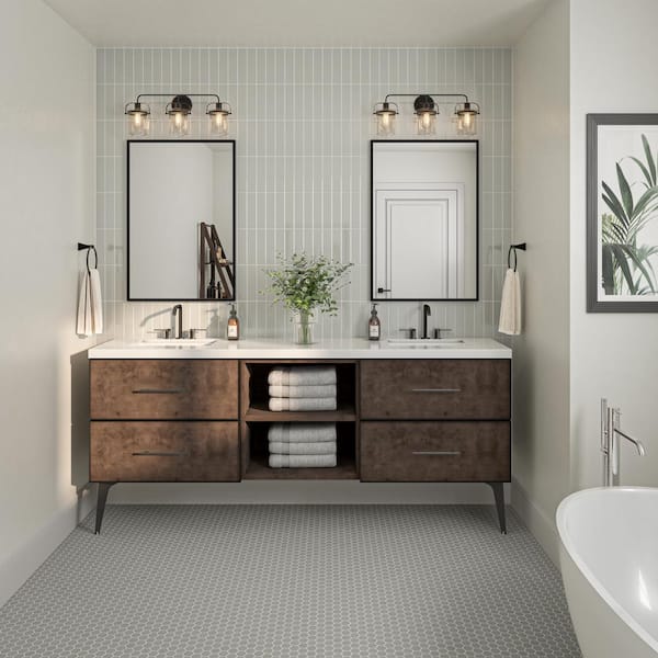 Restore Ash Gray 2 in. x 8 in. Glossy Ceramic Wall Tile (10.16 sq. ft./Case)