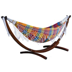 10 ft. Authentic Brazilian Hammock Bed with Solid Pine Arc Stand in Carnival