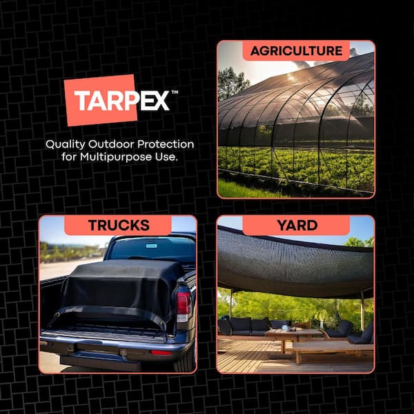 Tarpex Heavy Duty Black Mesh Tarp 20' x 50' Polyethylene, Airflow
