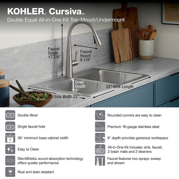 Kohler K-28177-DVG Cursiva Silicone Sink Mat