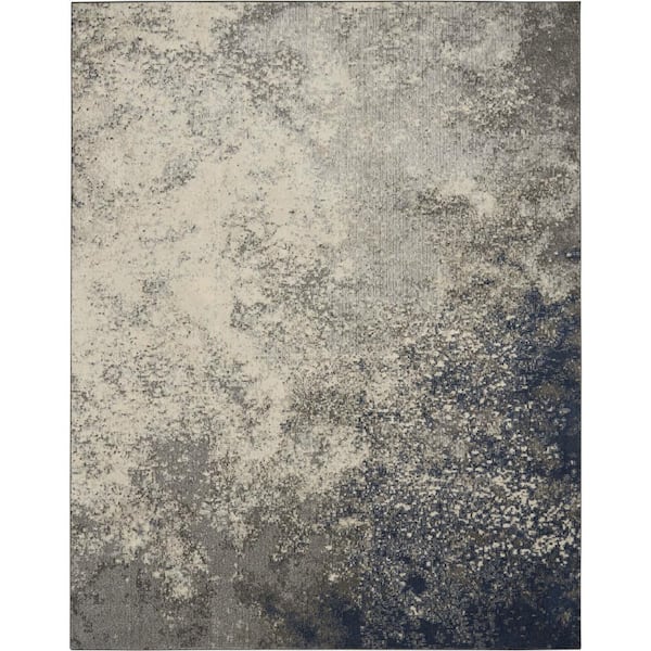 Nourison Passion Charcoal Ivory 8 ft. x 10 ft. Abstract Contemporary Area Rug