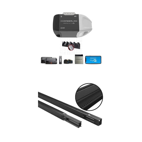 1/2 HP Smart Quiet Belt Drive Garage Door Opener with Battery Backup and 8 ft. Rail Extension Kit