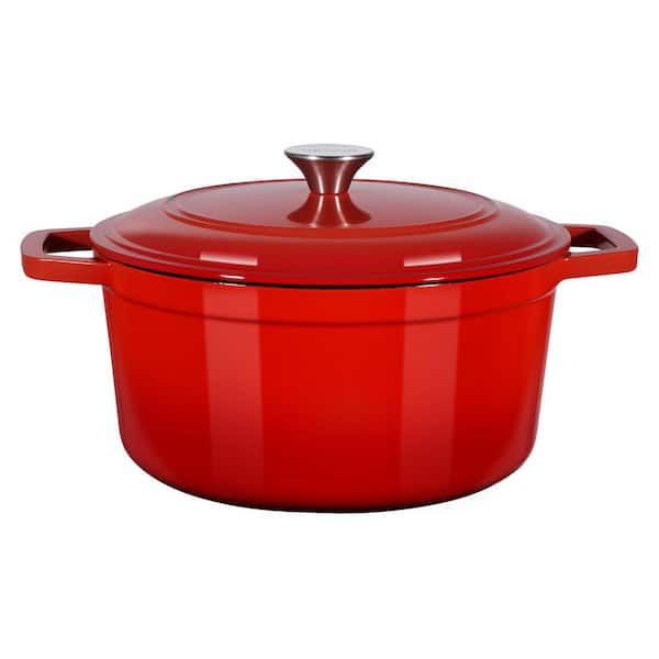 Dutch Oven, 6 qt. Enameled Cast Iron Pot with Handles, Oven Induction Safe for Baking, Stews, Roasting, Red 2025 update