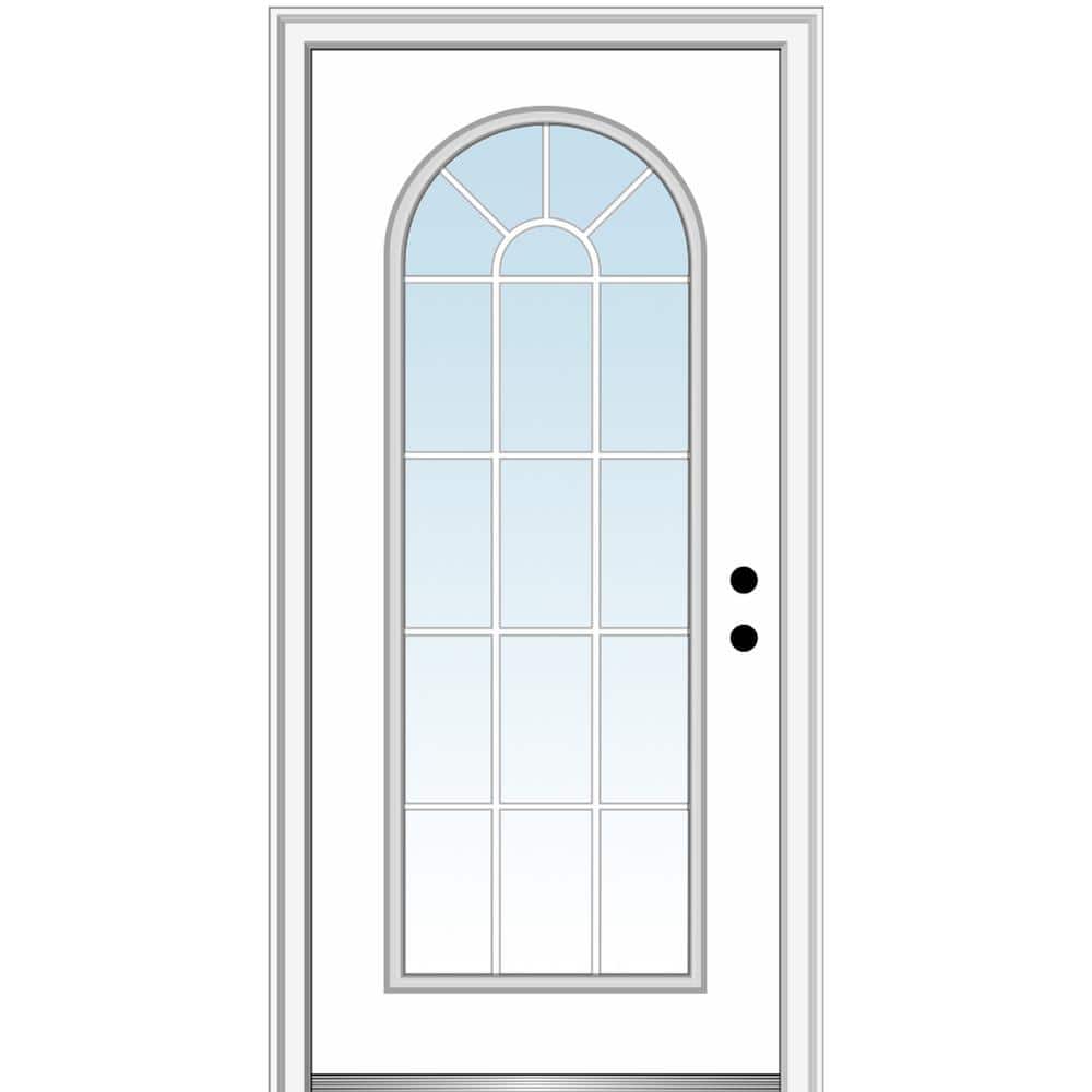36 in. x 80 in. Classic Left-Hand Inswing Full-Lite Clear Round Top Primed Steel Prehung Front Door on 4-9/16 in. Frame price history on PriceWatchPro