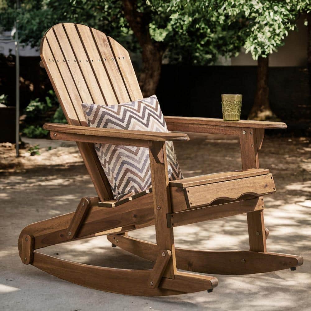Acacia Wood Adiondack Outdoor Rocking Chair
