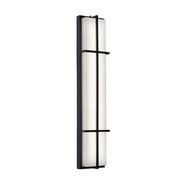 August 36 in. Black Outdoor Hardwired Coach Sconce with Integrated LED Included