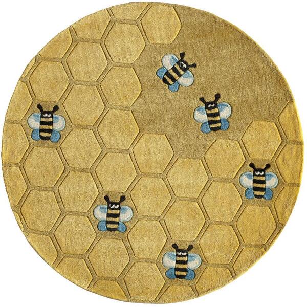 Momeni Caprice Honeycomb Gold 5 ft. x 5 ft. Indoor Round Area Rug