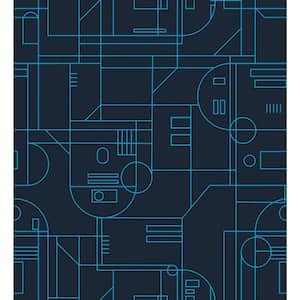 Star Wars R2D2 Blue and Navy Geometric Peel and Stick Wallpaper (Covers 28.29 sq. ft.)