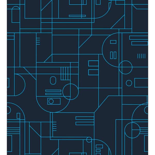 RoomMates Star Wars R2D2 Blue and Navy Geometric Peel and Stick Wallpaper (Covers 28.29 sq. ft.)