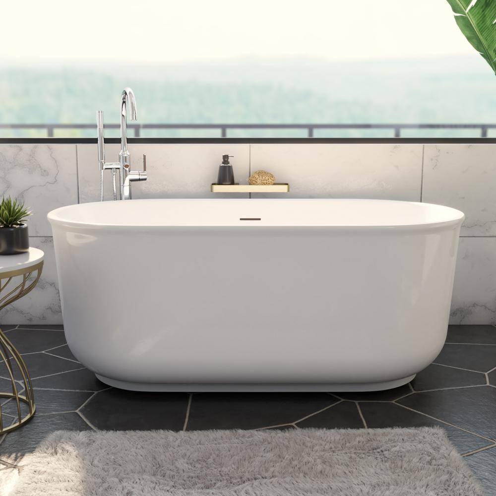 Alliance Pro 67" White Acrylic Freestanding Oval Bathtub