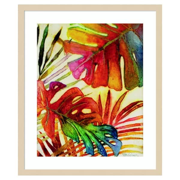Amanti Art Tropic Botanicals I by Marie Elaine Cusson 21 in. W x 25 in. H. Wood Framed Wall Art Print Framed in Brown