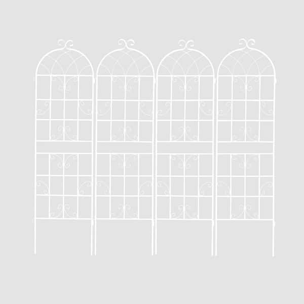 80 in. x 71 in. in White Metal Garden Trellis for Climbing Plants Outdoor Flower Support (4-Pack)