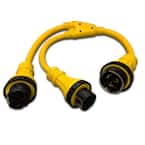 3 ft. 10/3 50 Amp Male to Two 50 Amp Females Marine Shore Power Y-Adapter