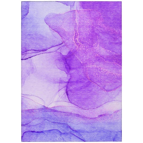 Purple 3 ft. x 5 ft. Abstract Indoor / Outdoor Area Rug