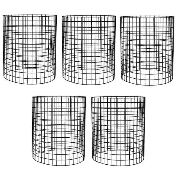 17 in. Black Metal Garden Plant Support Wire Mesh Protector Cage (5-Pack)
