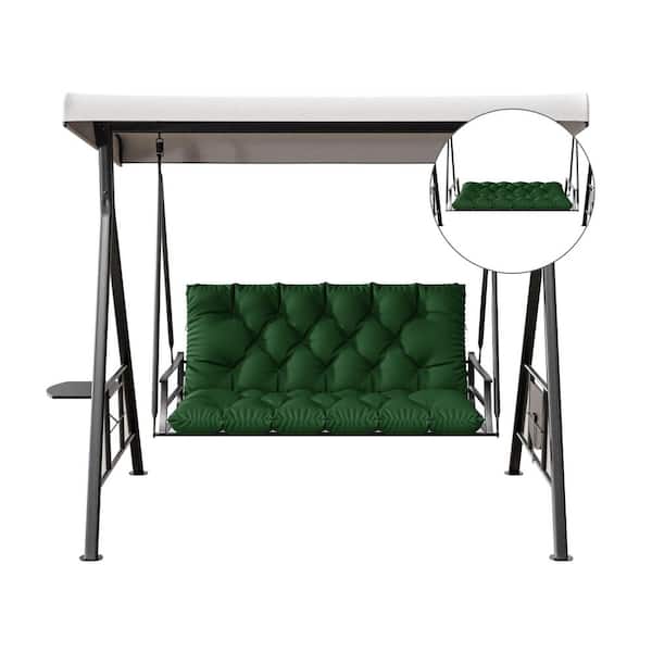 47 in. x 40 in. x 5 in. 2-Seater Contoured Replacement Outdoor Porch Swing Cushion with Backrest Bench Cushion Green