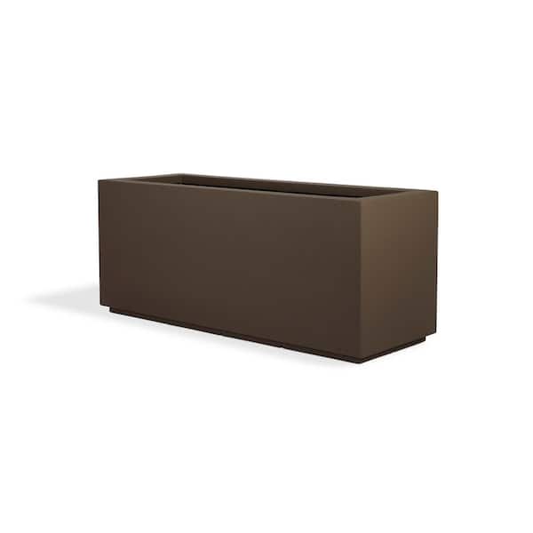 PolyStone Planters Milan Tall 46 in. x 17 in. Chocolate Brown Composite Trough