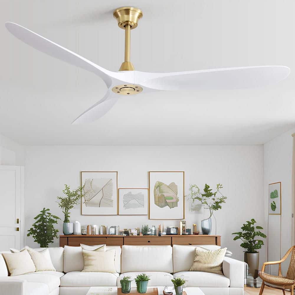 Woodlume 60 in. Indoor Gold Downrod Standard Ceiling Fan Without Light included Remote Control and 3 Wood Blade price history on PriceWatchPro